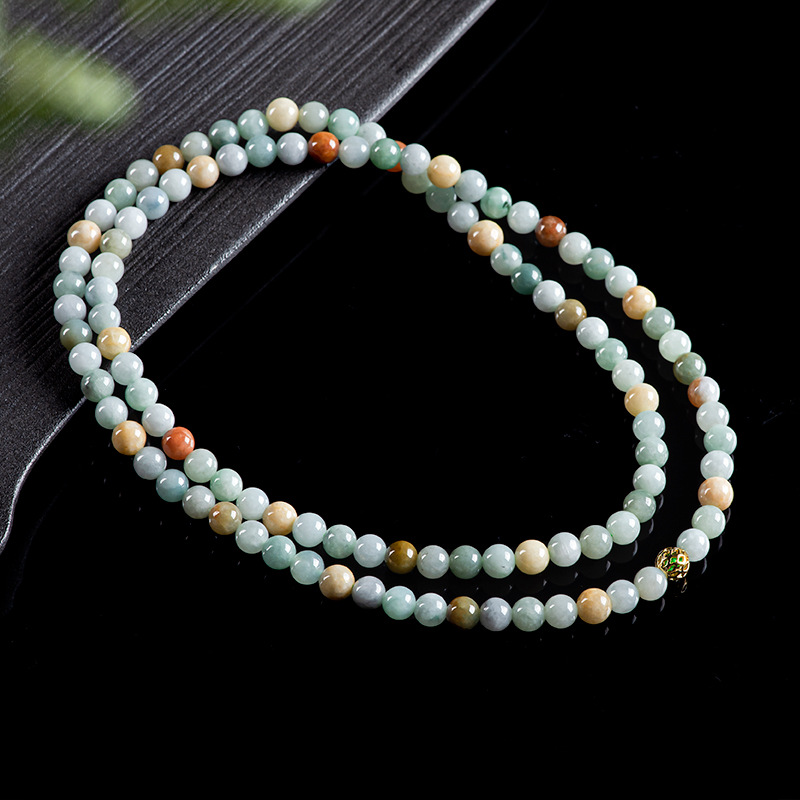 Beading - Bracelet-collier en perles de jadéite birmane,
