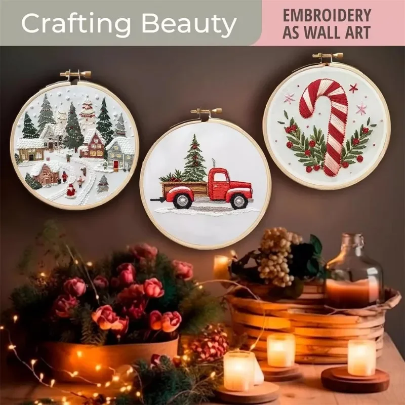 Cross Stitch Stamped Kits Beginners - Kit de démarrage de broderie à