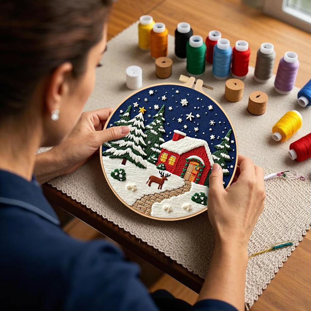 Cross Stitch Stamped Kits Beginners - Kit de broderie de Noël en