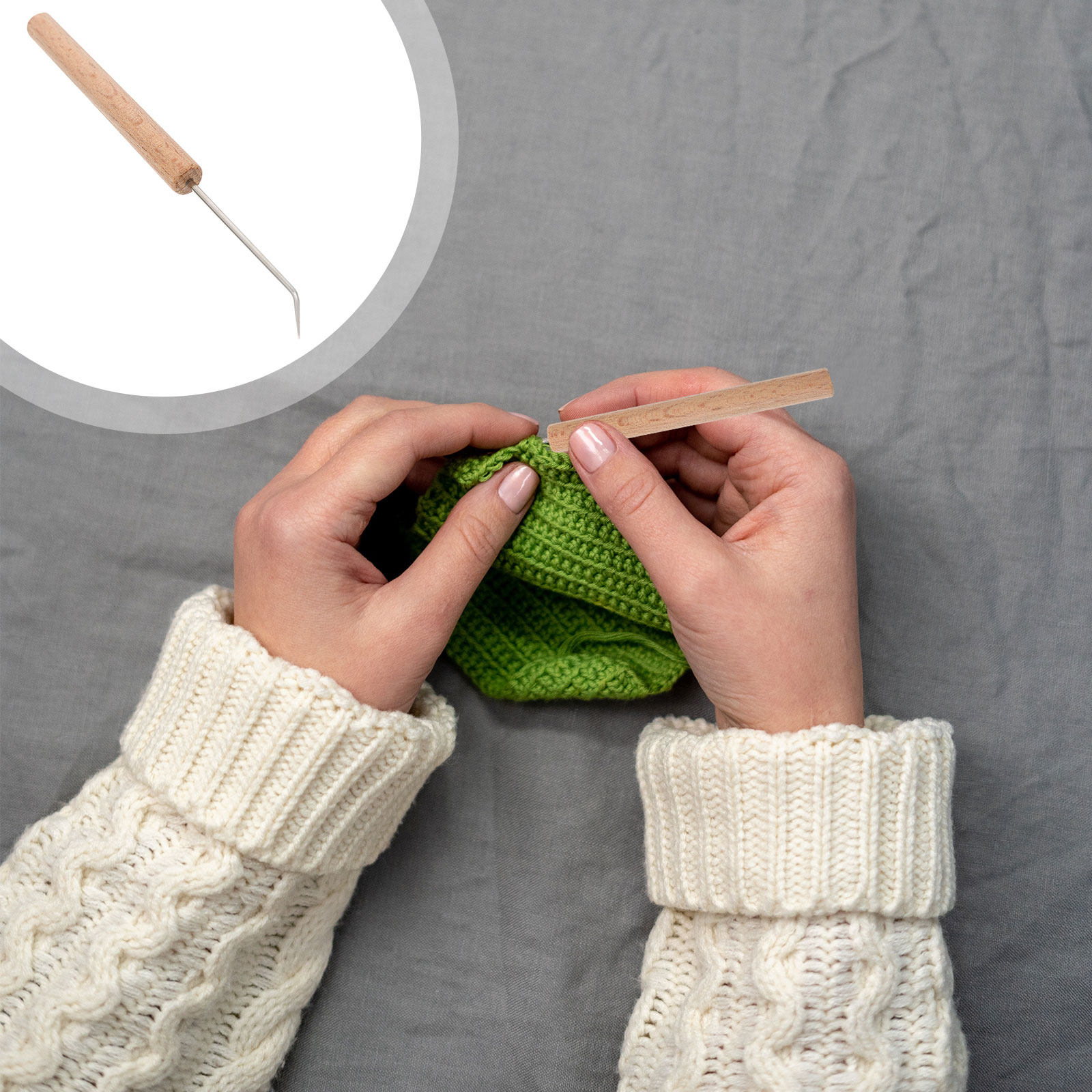 Wooden Crochet Hooks Ergonomic Handle - 1 pièce de crochet en bois
