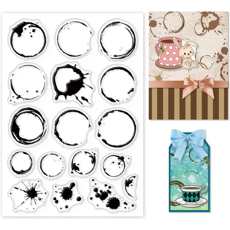 Clear Silicone Stamps For Card Making - 1 feuille de taches de thé