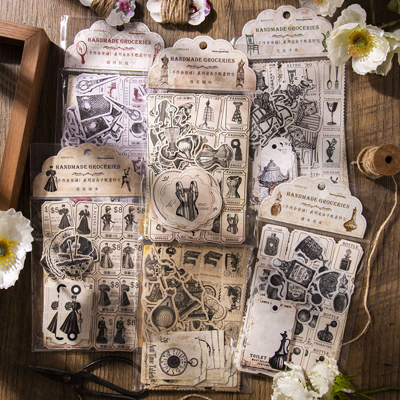 Autocollants vintage + matérie - Vintage Junk Journal Scrapbooking Paper avis et prix