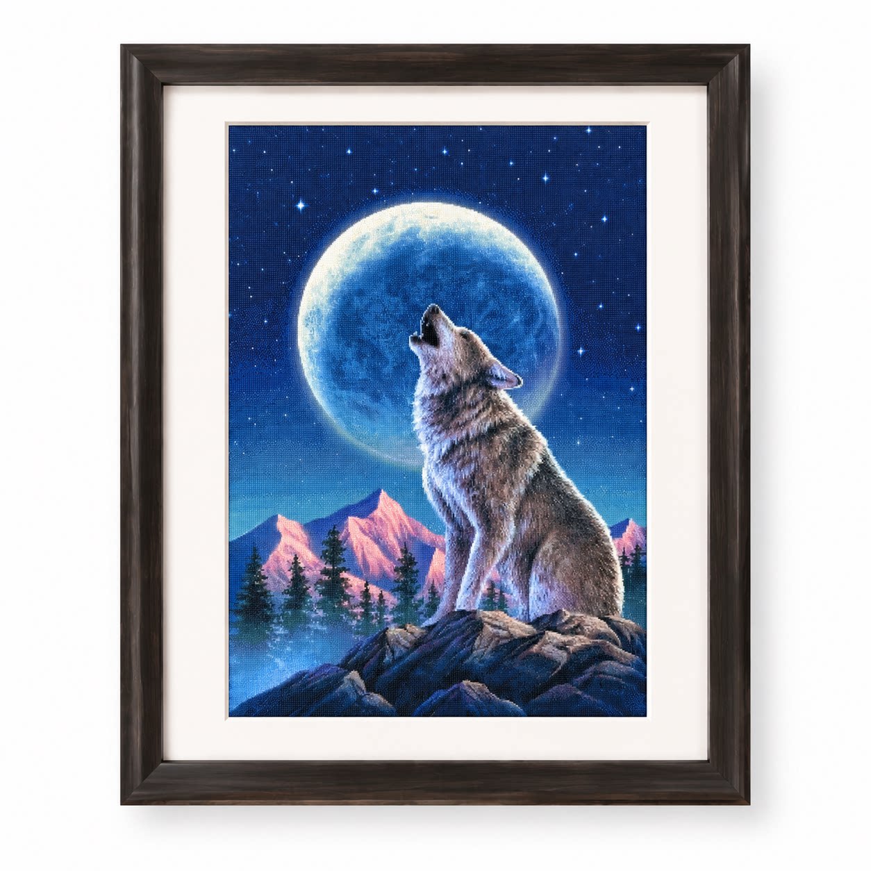 [ZZ9252-Lone Wolf Under the Mo - Cross Stitch Stamped Kits Beginners avis et prix