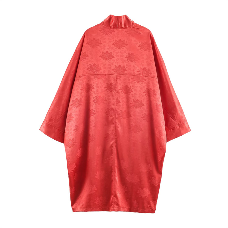 Kimono en satin jacquard flora - Embroidery avis et prix