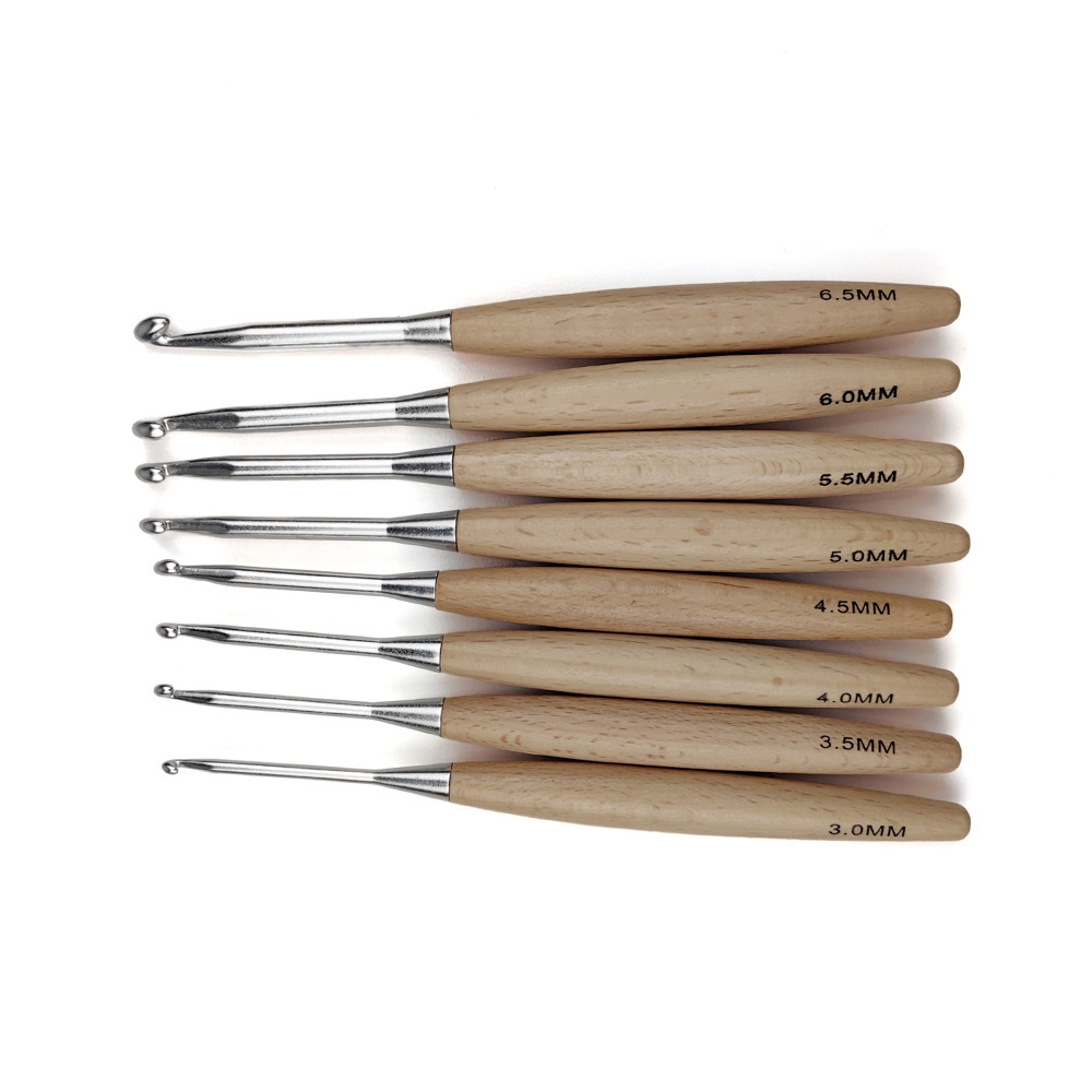 8 pièces crochets en bois 16.5 - Wooden Crochet Hooks Ergonomic Handle avis et prix
