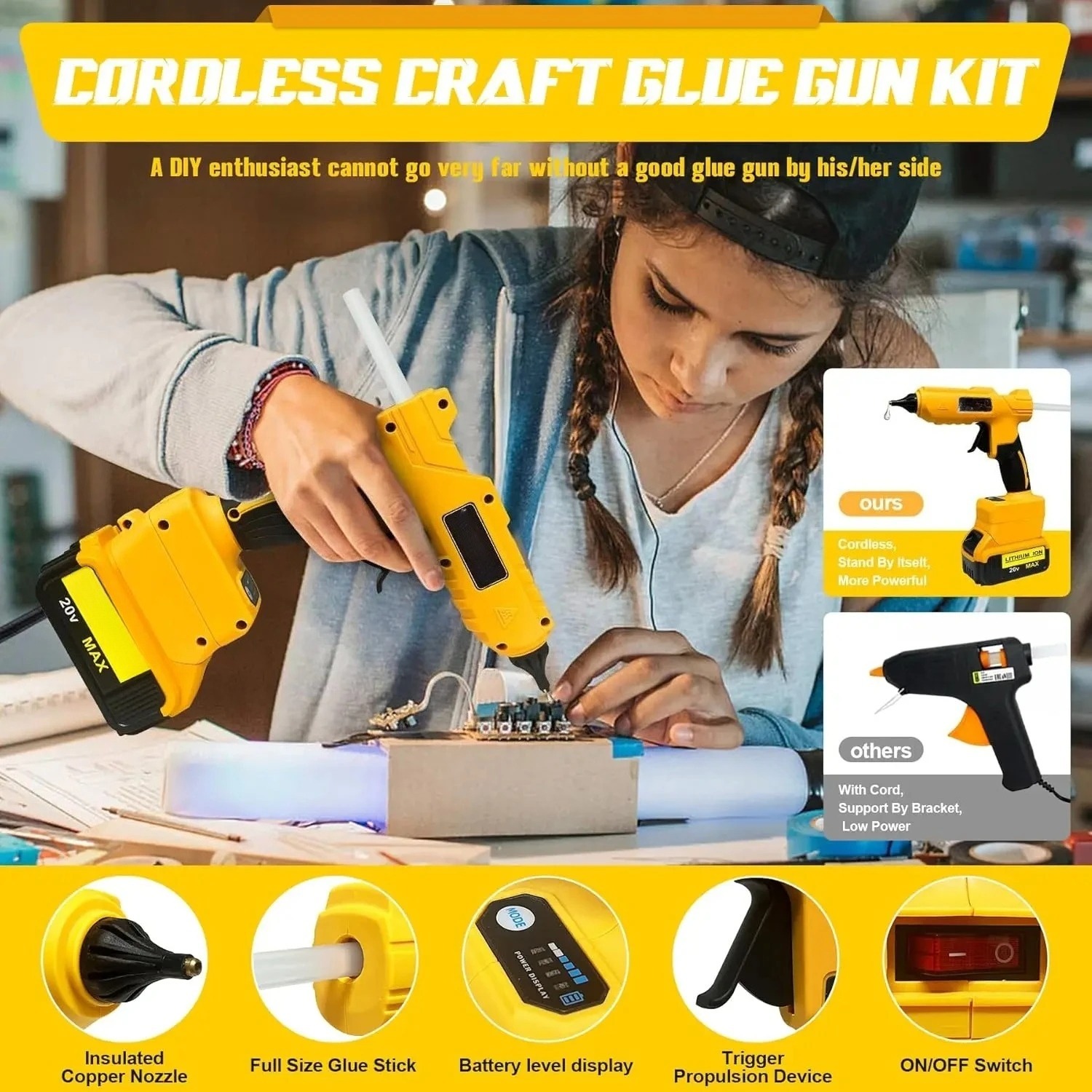 Pistolet à colle chaude électr - Hot Melt Glue Gun Cordless avis et prix